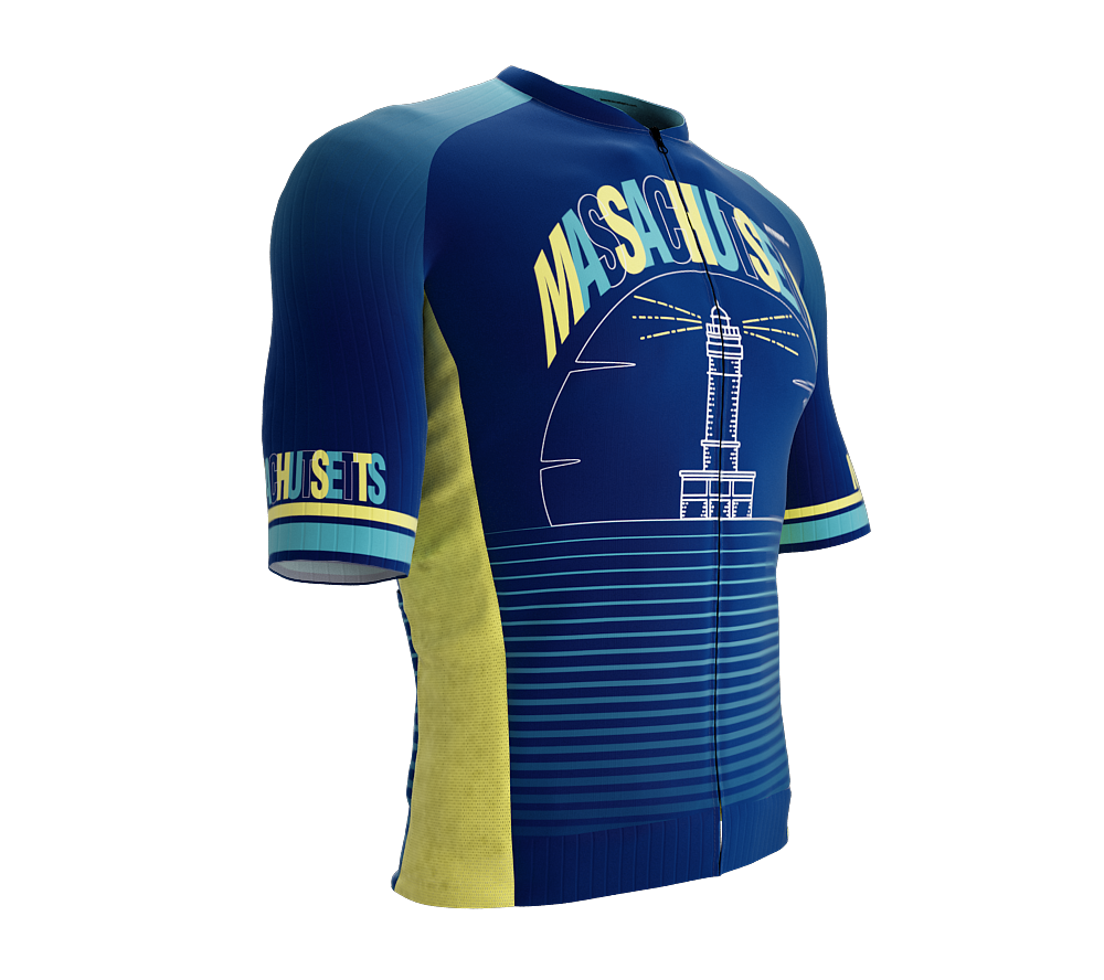 ScudoPro Pro-Elite Short Sleeve Cycling Jersey Massachusetts USA State Icon landmark symbol identity  | Men and Women