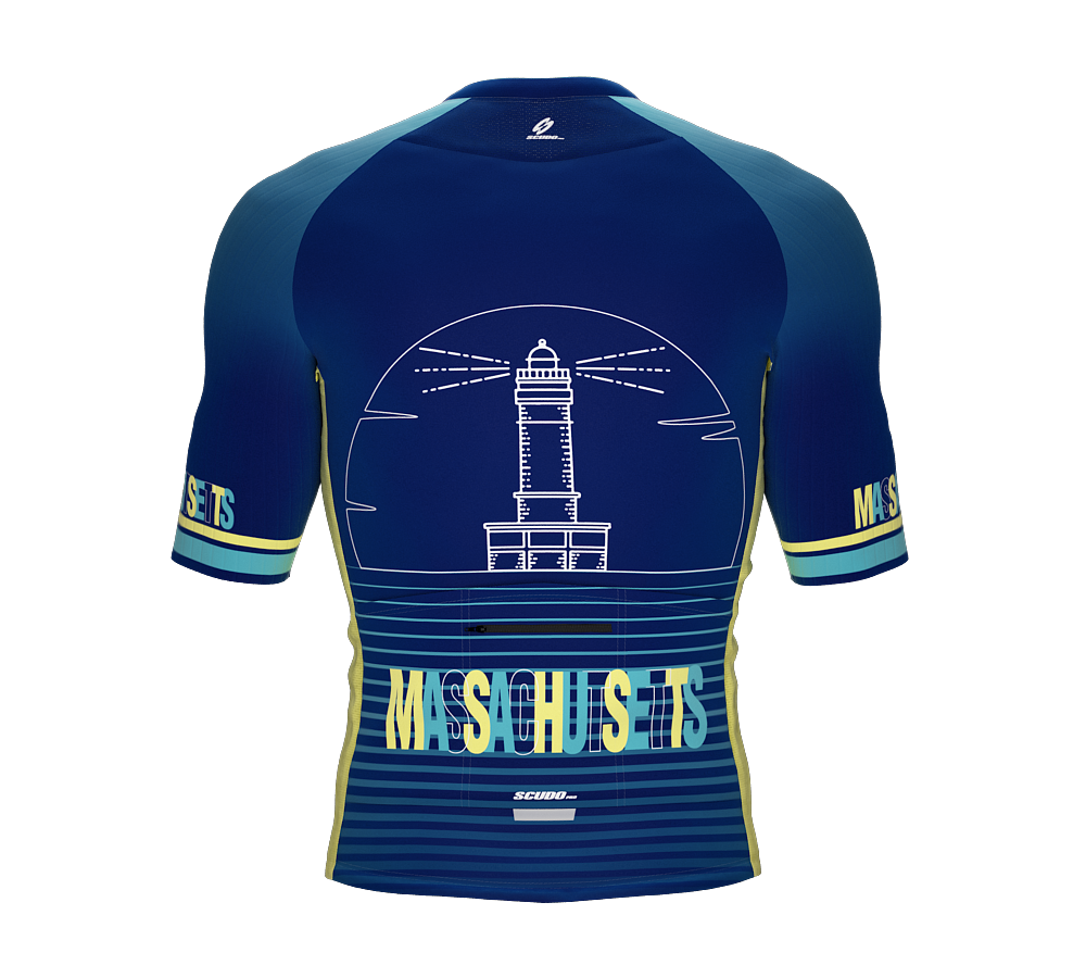 ScudoPro Pro-Elite Short Sleeve Cycling Jersey Massachusetts USA State Icon landmark symbol identity  | Men and Women