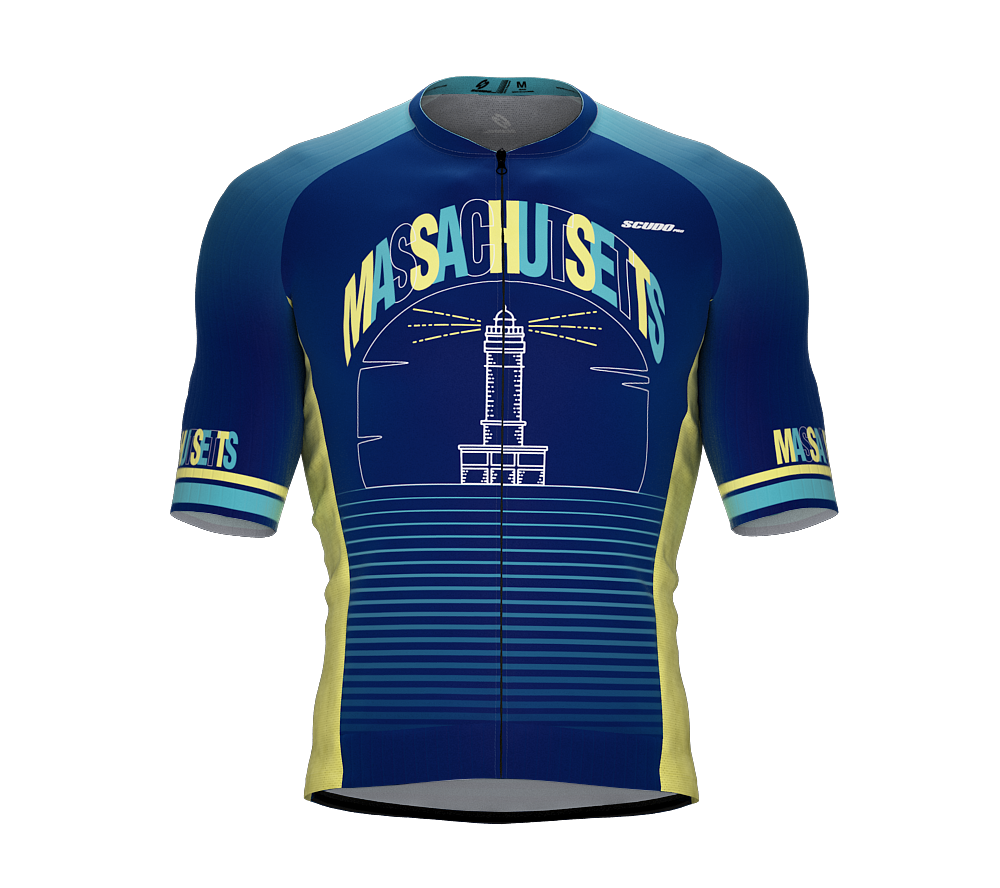 ScudoPro Pro-Elite Short Sleeve Cycling Jersey Massachusetts USA State Icon landmark symbol identity  | Men and Women