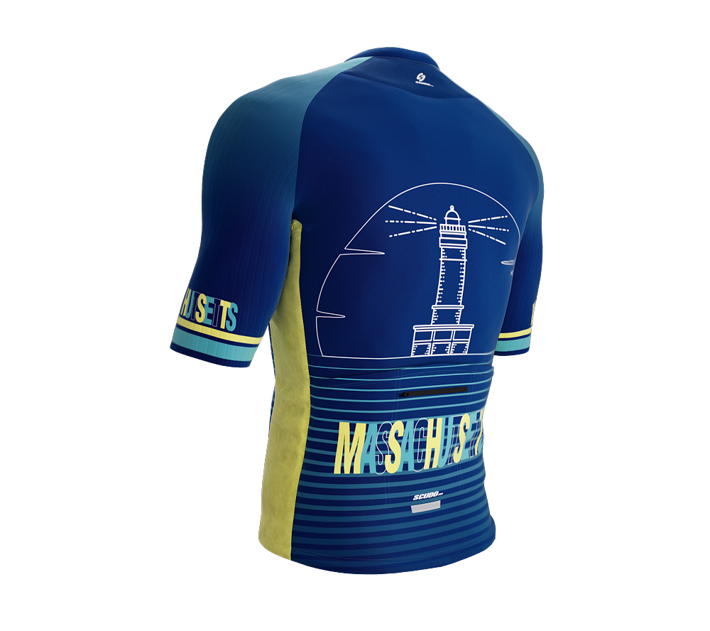 ScudoPro Pro-Elite Short Sleeve Cycling Jersey Massachusetts USA State Icon landmark symbol identity  | Men and Women