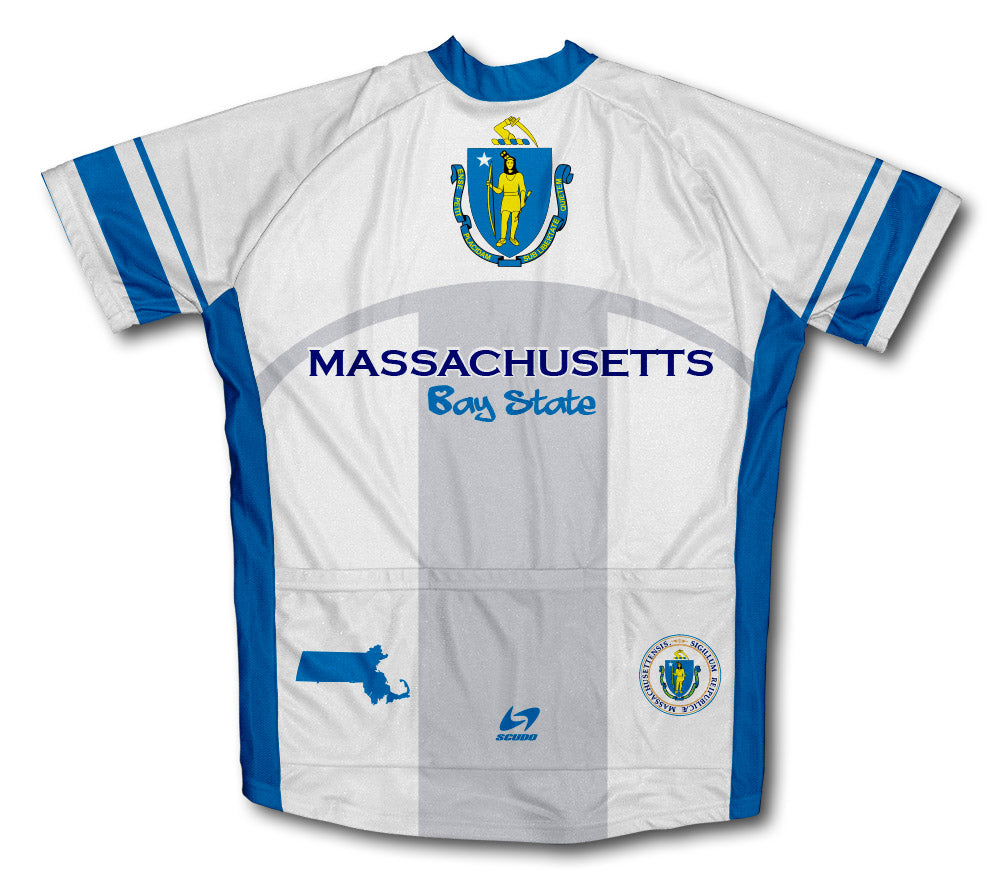 Massachusetts Flag Short Sleeve Cycling Jersey for Men and Women