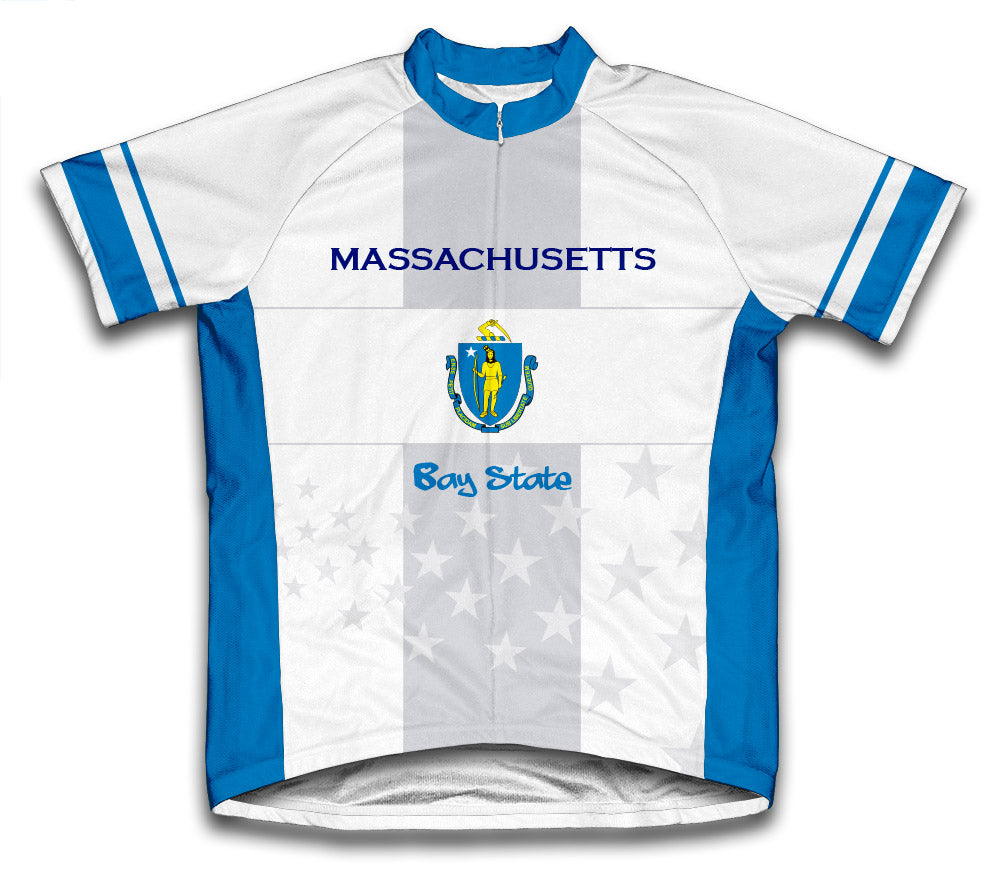 Massachusetts Flag Short Sleeve Cycling Jersey for Men and Women