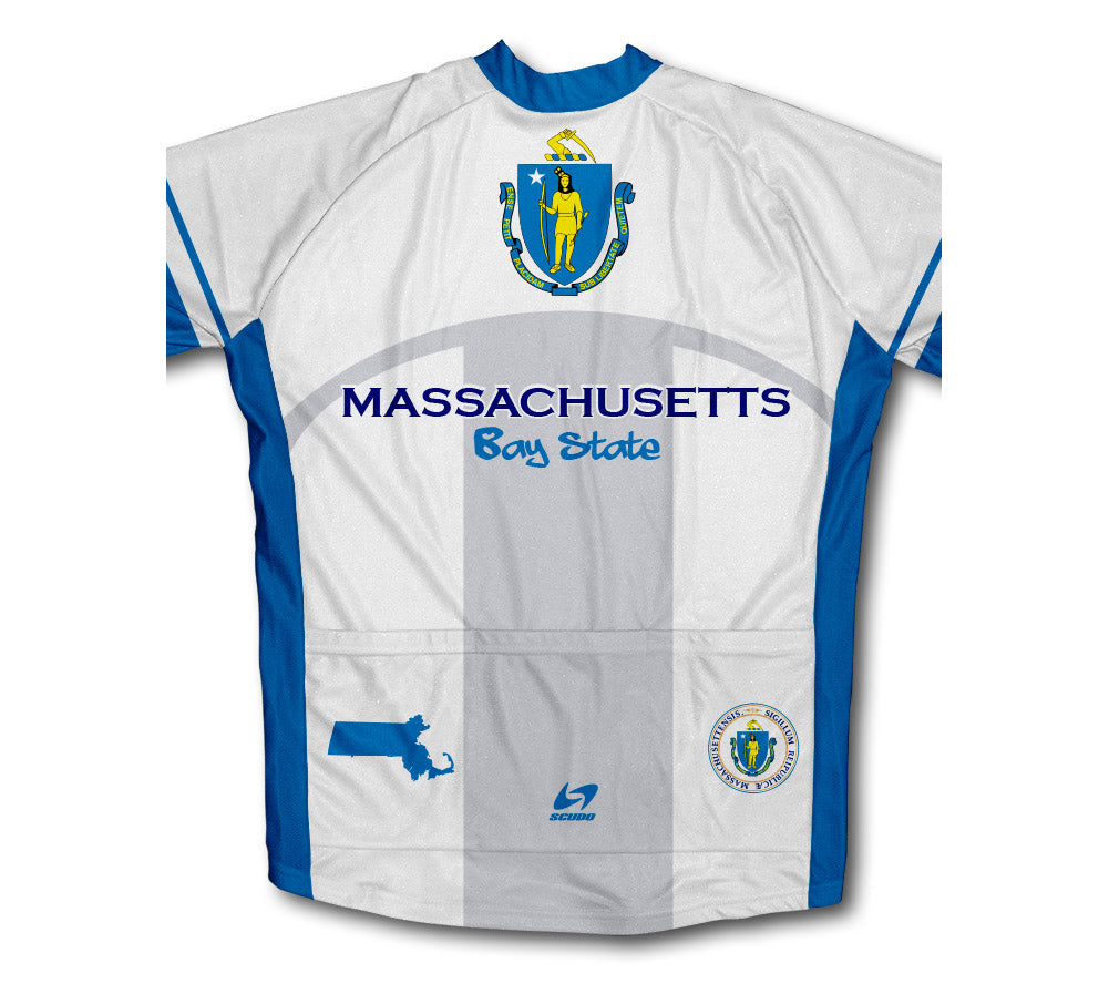 Massachusetts Flag Short Sleeve Cycling Jersey for Men and Women