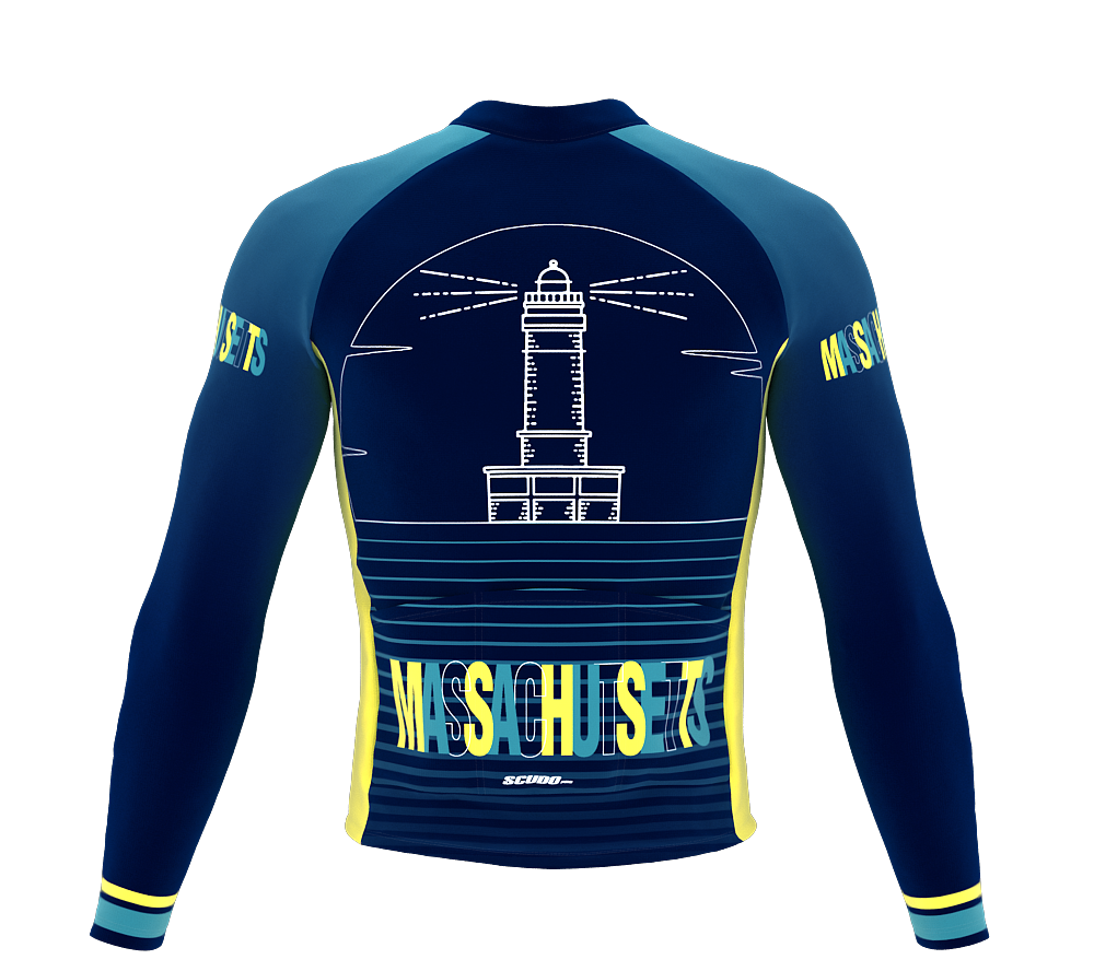 ScudoPro Pro Thermal Long Sleeve Cycling Jersey Massachusetts USA state Icon landmark identity  | Men and Women