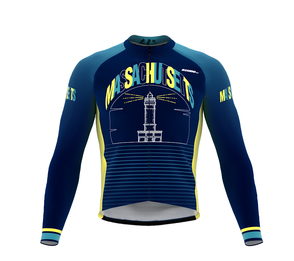 ScudoPro Pro Thermal Long Sleeve Cycling Jersey Massachusetts USA state Icon landmark identity  | Men and Women