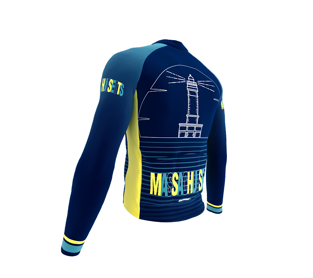 ScudoPro Pro Thermal Long Sleeve Cycling Jersey Massachusetts USA state Icon landmark identity  | Men and Women
