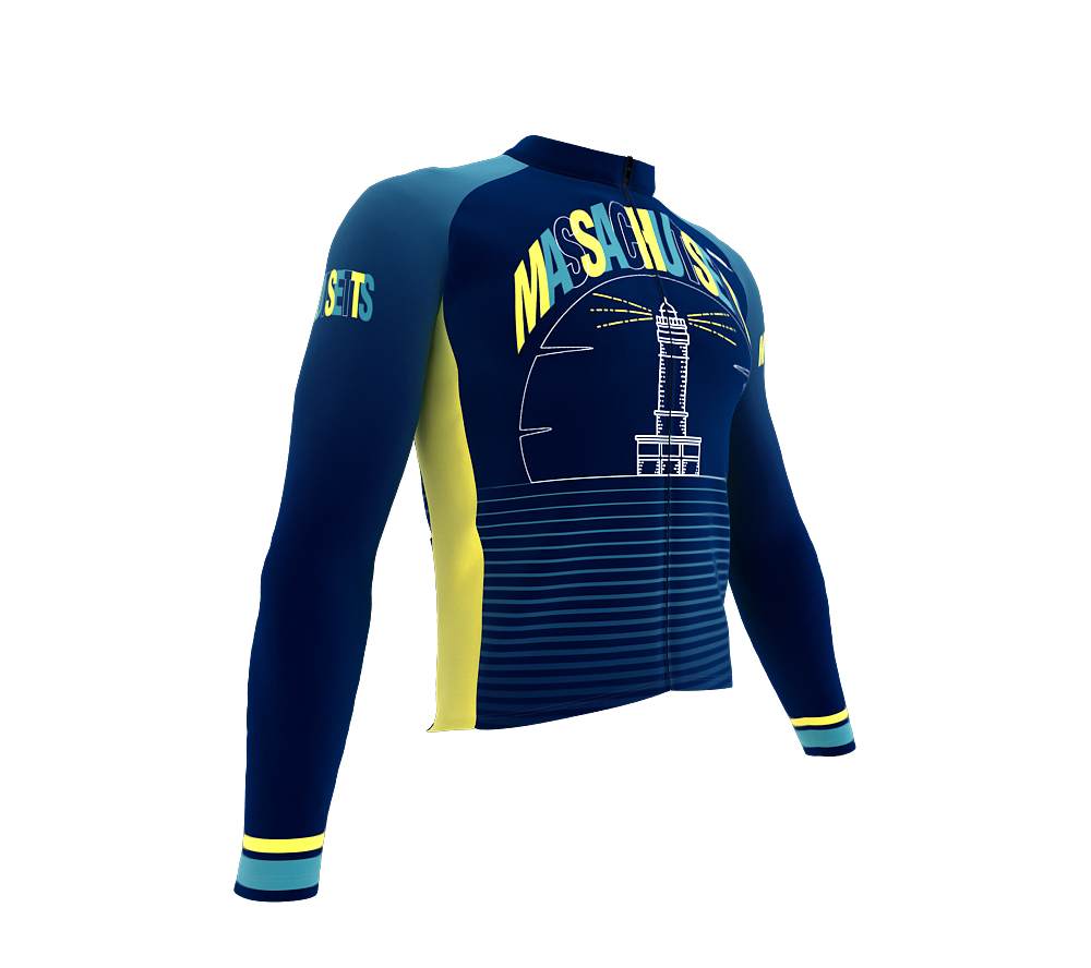 ScudoPro Pro Thermal Long Sleeve Cycling Jersey Massachusetts USA state Icon landmark identity  | Men and Women