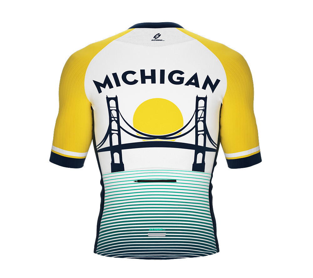 ScudoPro Pro-Elite Short Sleeve Cycling Jersey Michigan USA State Icon landmark symbol identity  | Men and Women