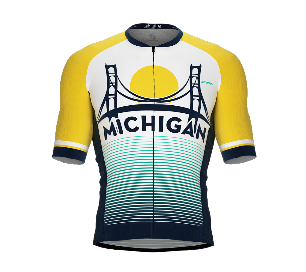 ScudoPro Pro-Elite Short Sleeve Cycling Jersey Michigan USA State Icon landmark symbol identity  | Men and Women