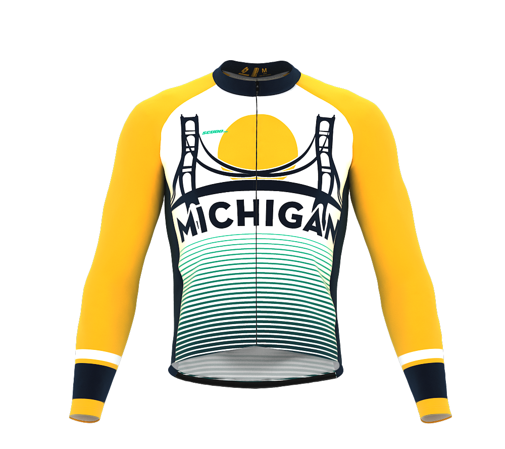 ScudoPro Pro Thermal Long Sleeve Cycling Jersey Michigan USA state Icon landmark identity  | Men and Women