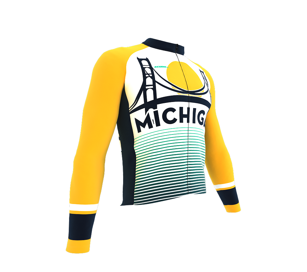 ScudoPro Pro Thermal Long Sleeve Cycling Jersey Michigan USA state Icon landmark identity  | Men and Women