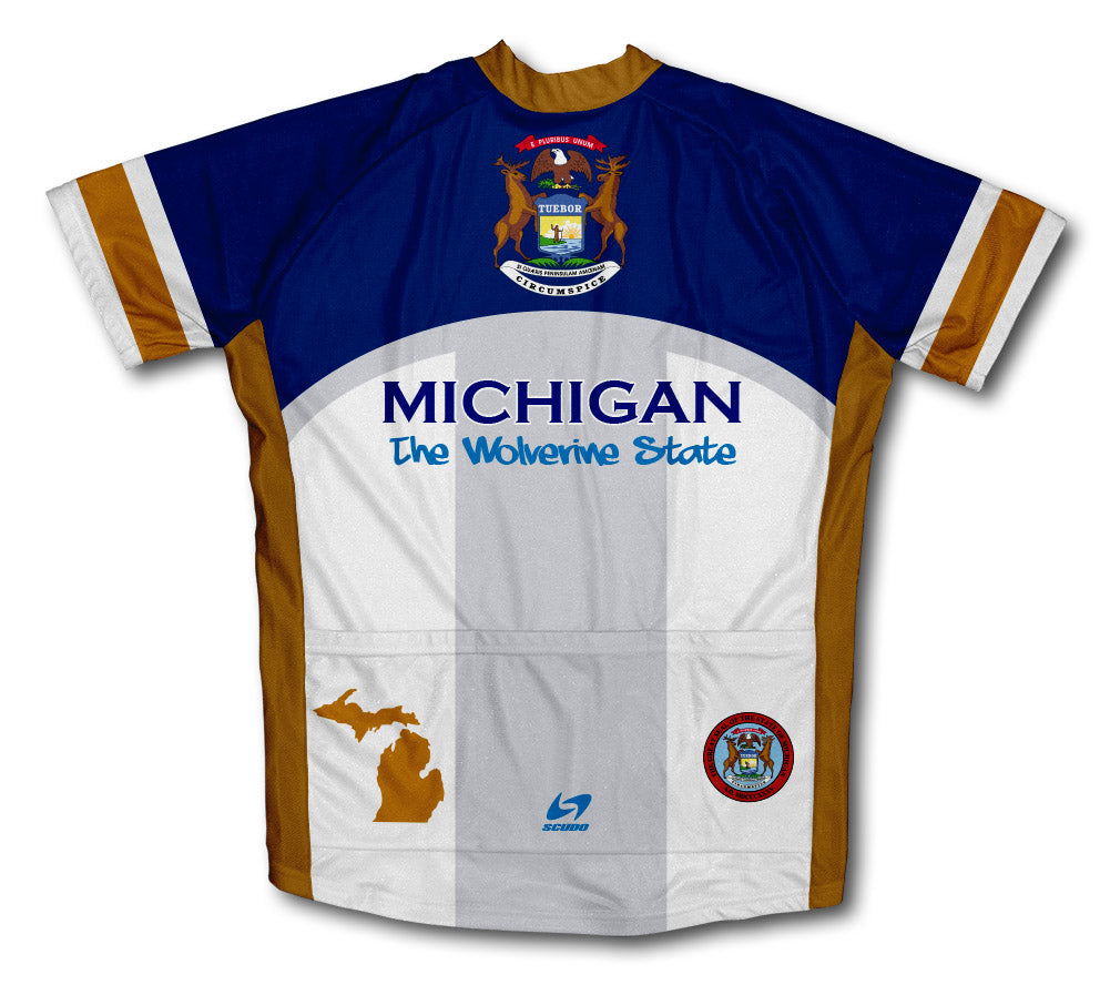 Michigan Flag Short Sleeve Cycling Jersey for Men and Women