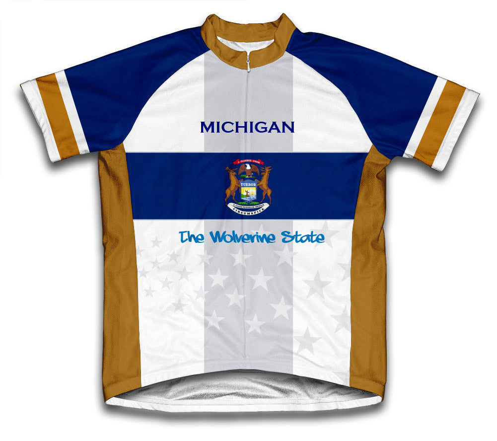 Michigan Flag Short Sleeve Cycling Jersey for Men and Women