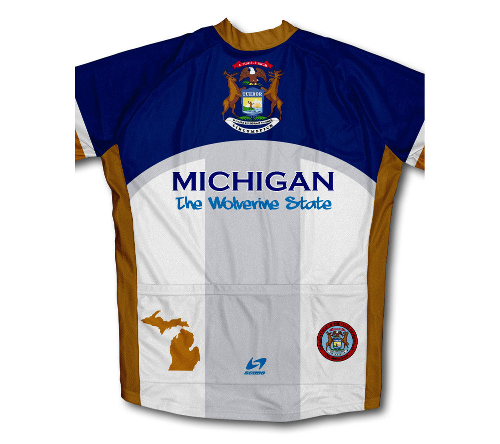 Michigan Flag Short Sleeve Cycling Jersey for Men and Women