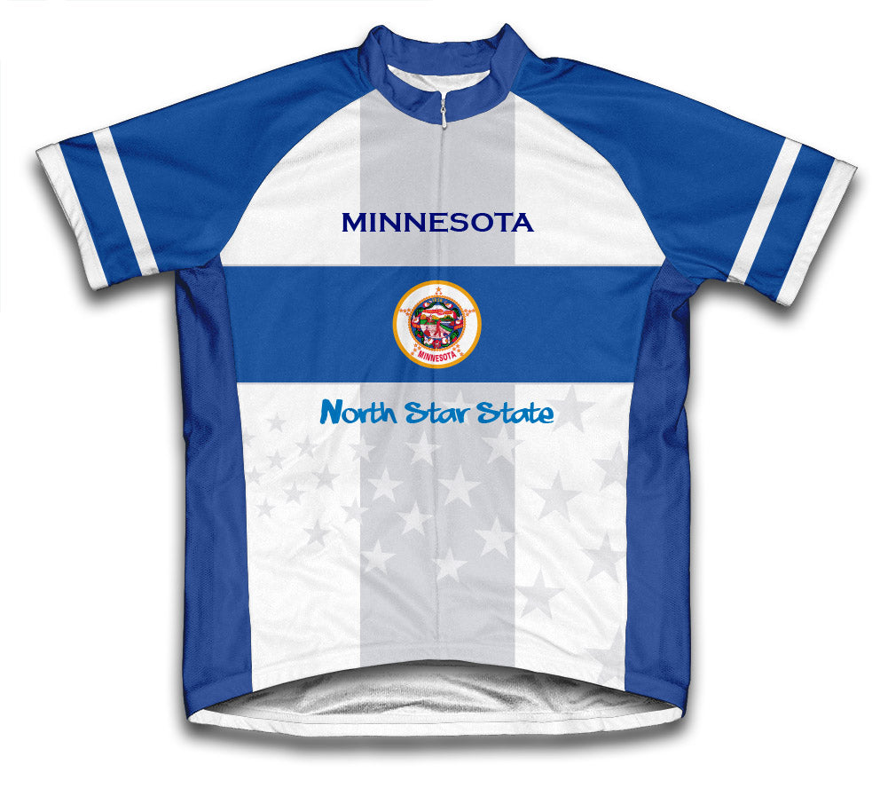 Minnesota Flag Short Sleeve Cycling Jersey for Men and Women