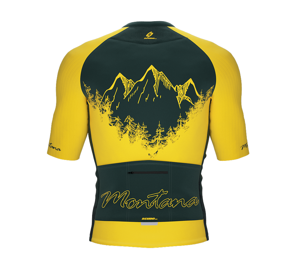 ScudoPro Pro-Elite Short Sleeve Cycling Jersey Montana USA State Icon landmark symbol identity  | Men and Women