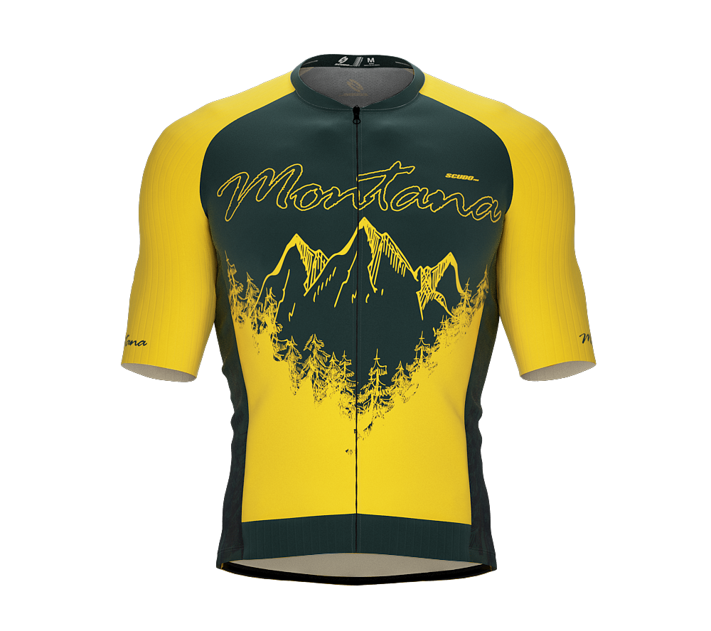 ScudoPro Pro-Elite Short Sleeve Cycling Jersey Montana USA State Icon landmark symbol identity  | Men and Women