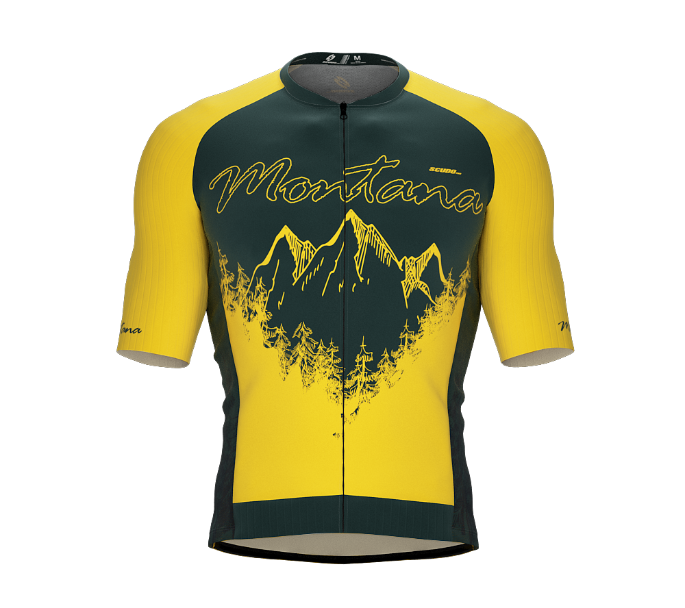 ScudoPro Pro-Elite Short Sleeve Cycling Jersey Montana USA State Icon landmark symbol identity  | Men and Women