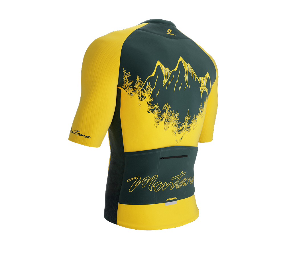 ScudoPro Pro-Elite Short Sleeve Cycling Jersey Montana USA State Icon landmark symbol identity  | Men and Women