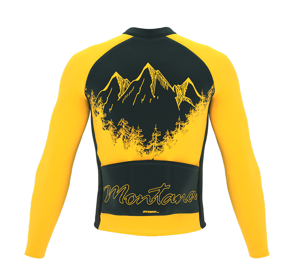 ScudoPro Pro Thermal Long Sleeve Cycling Jersey Montana USA state Icon landmark identity  | Men and Women