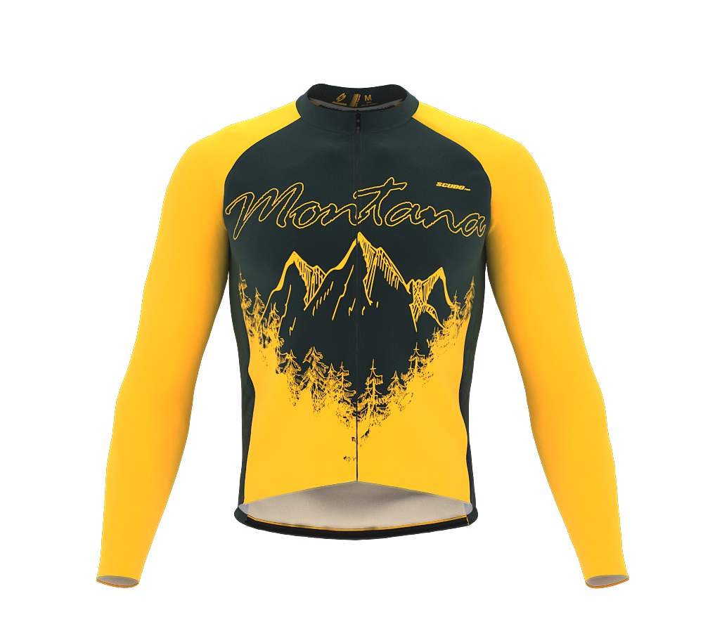 ScudoPro Pro Thermal Long Sleeve Cycling Jersey Montana USA state Icon landmark identity  | Men and Women