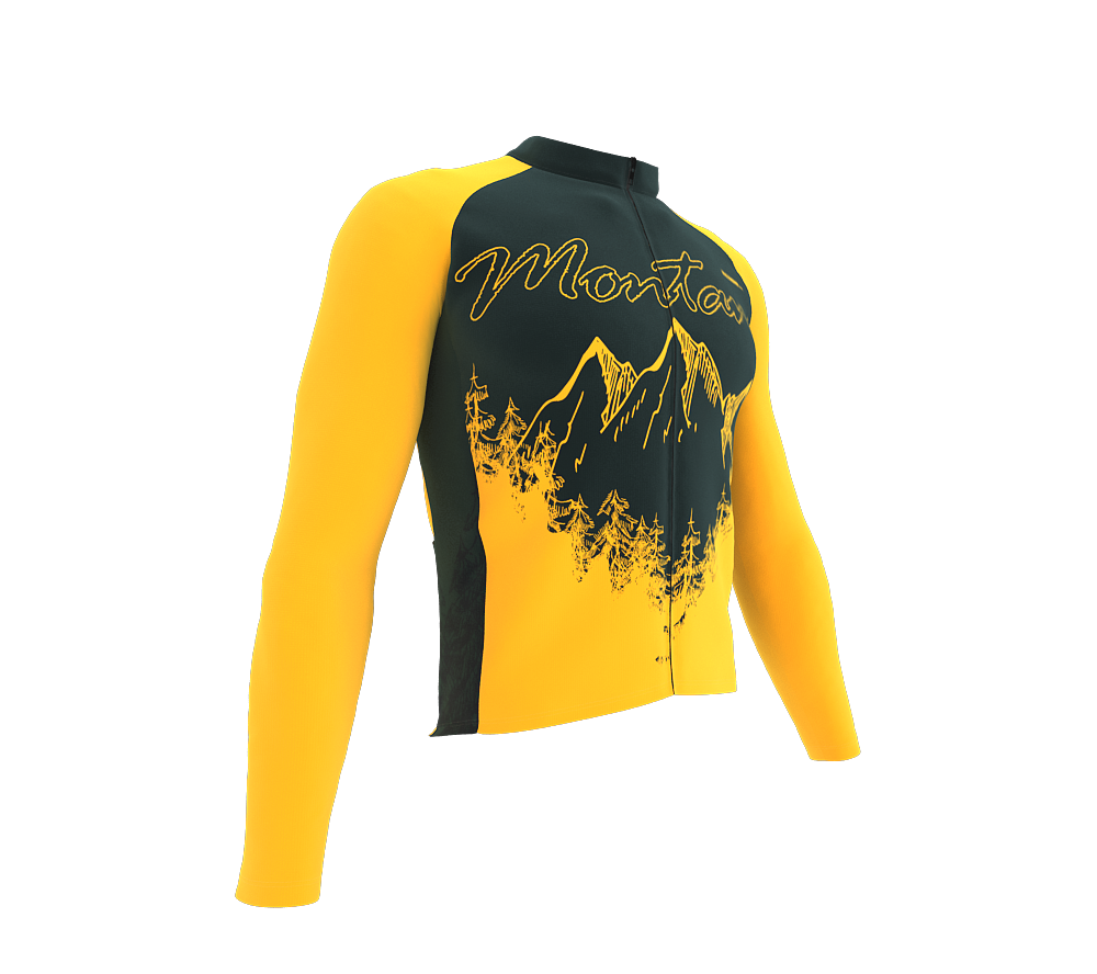 ScudoPro Pro Thermal Long Sleeve Cycling Jersey Montana USA state Icon landmark identity  | Men and Women