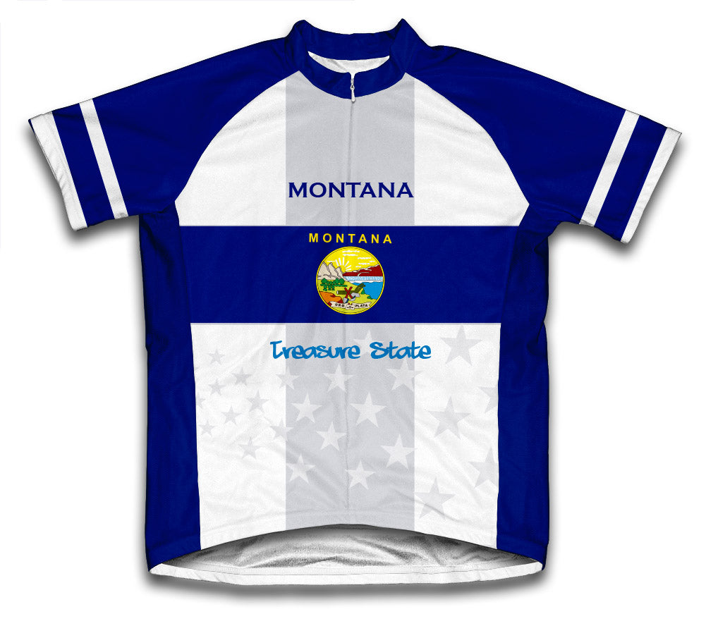 Montana Flag Short Sleeve Cycling Jersey for Men and Women