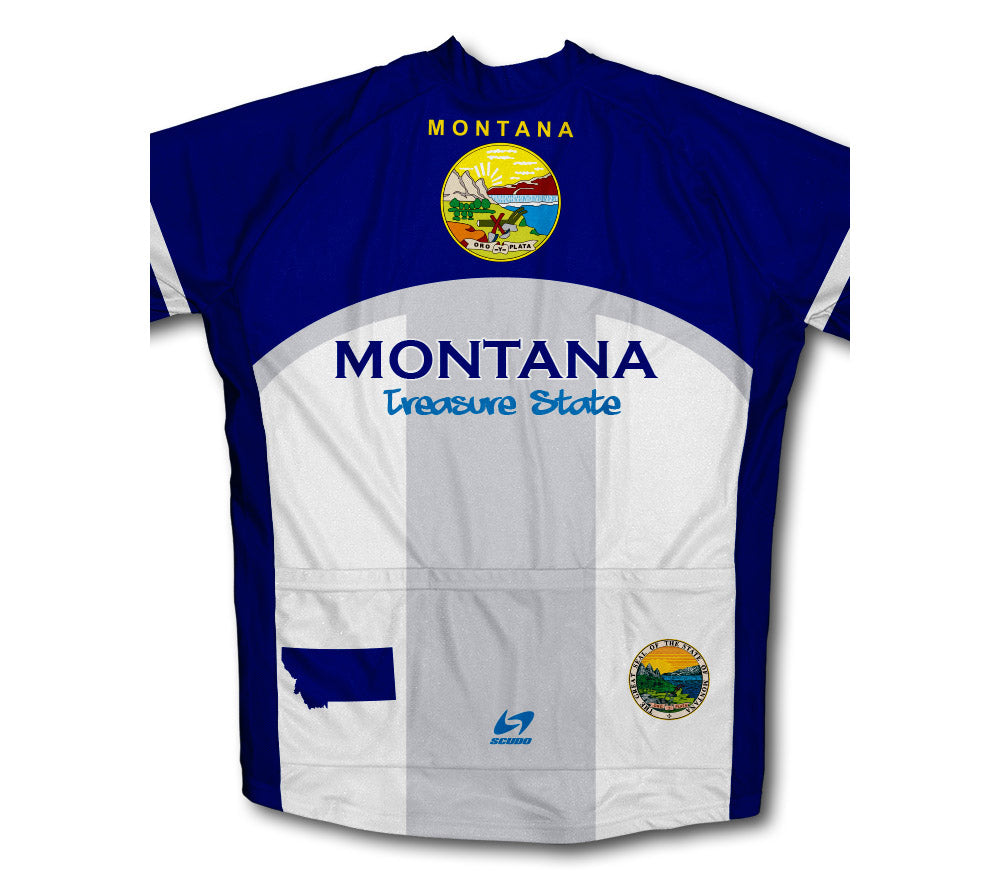 Montana Flag Short Sleeve Cycling Jersey for Men and Women