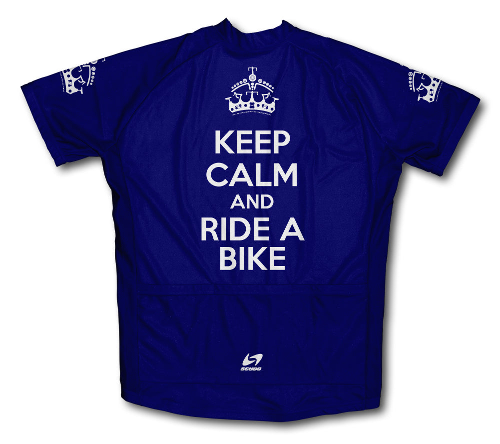 Keep Calm and Ride a Bike Navy Cycling Jersey