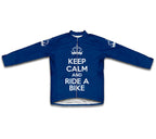 Keep Calm and Ride a Bike Navy Cycling Jersey Long Sleeve