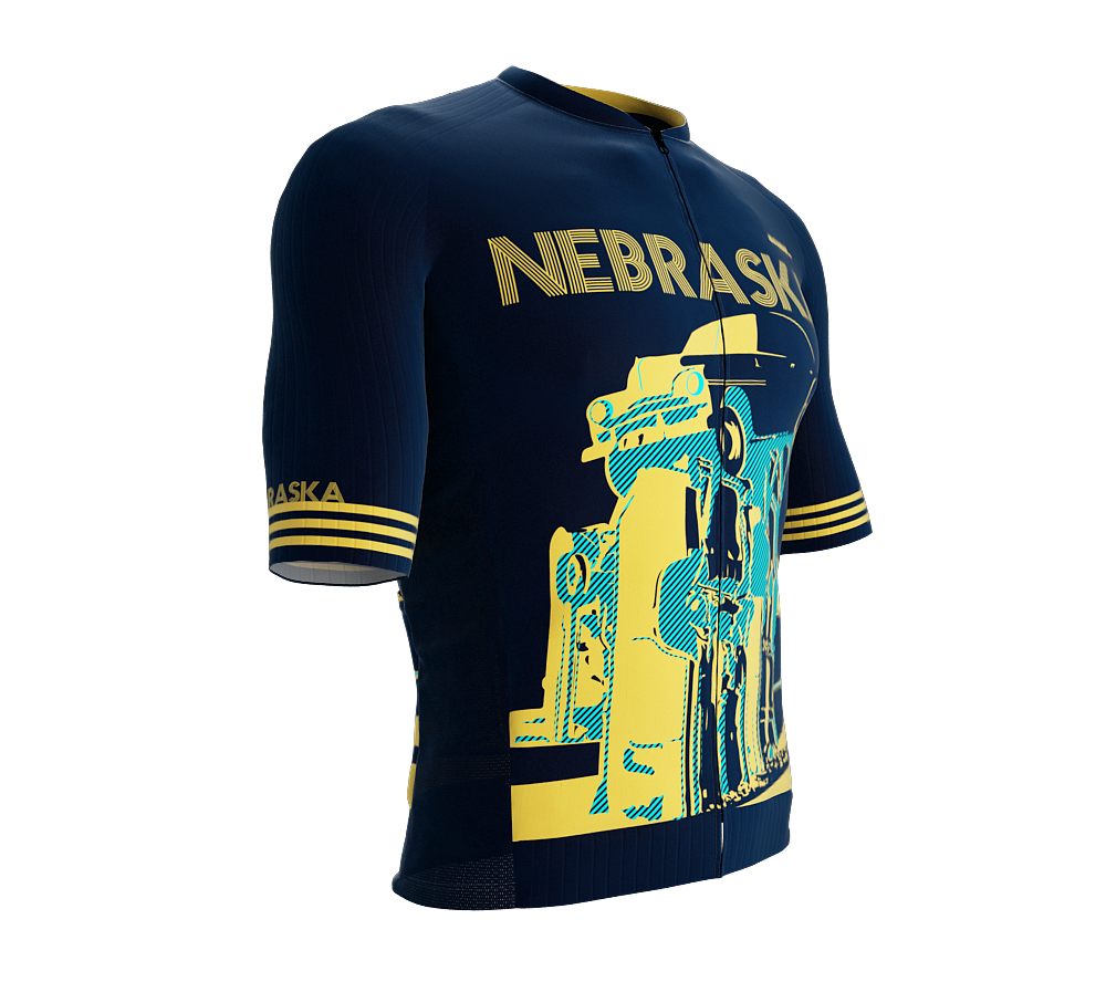 ScudoPro Pro-Elite Short Sleeve Cycling Jersey Nebraska USA State Icon landmark symbol identity  | Men and Women