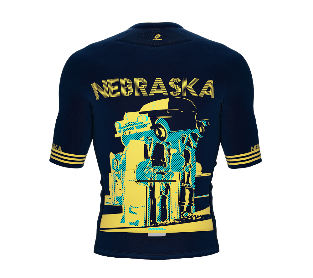 ScudoPro Pro-Elite Short Sleeve Cycling Jersey Nebraska USA State Icon landmark symbol identity  | Men and Women