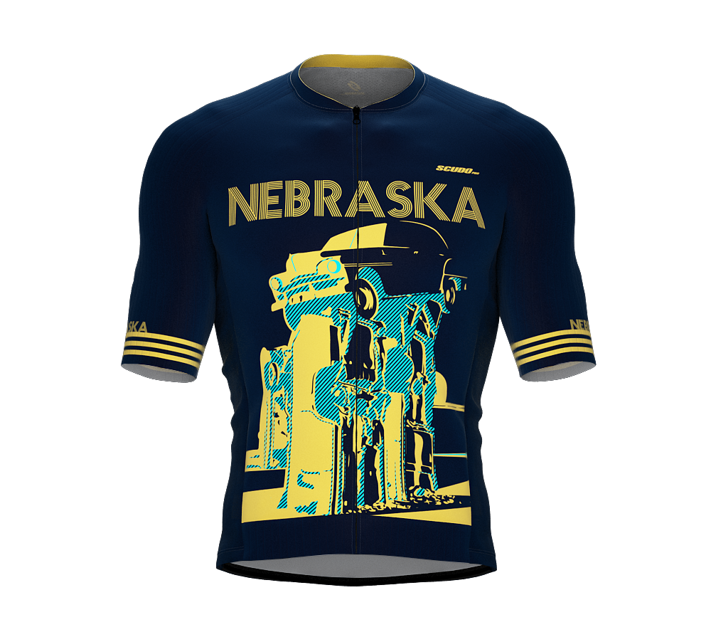 ScudoPro Pro-Elite Short Sleeve Cycling Jersey Nebraska USA State Icon landmark symbol identity  | Men and Women