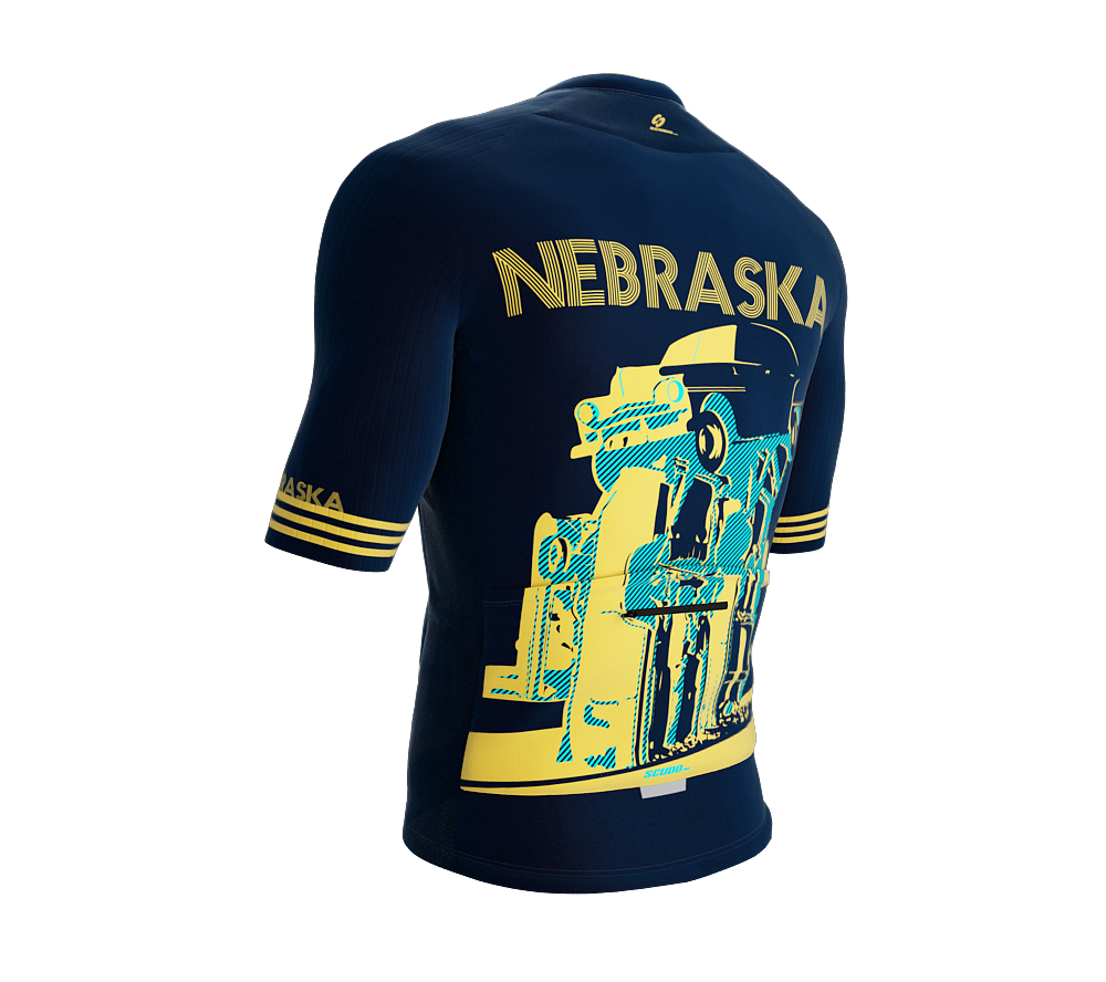 ScudoPro Pro-Elite Short Sleeve Cycling Jersey Nebraska USA State Icon landmark symbol identity  | Men and Women
