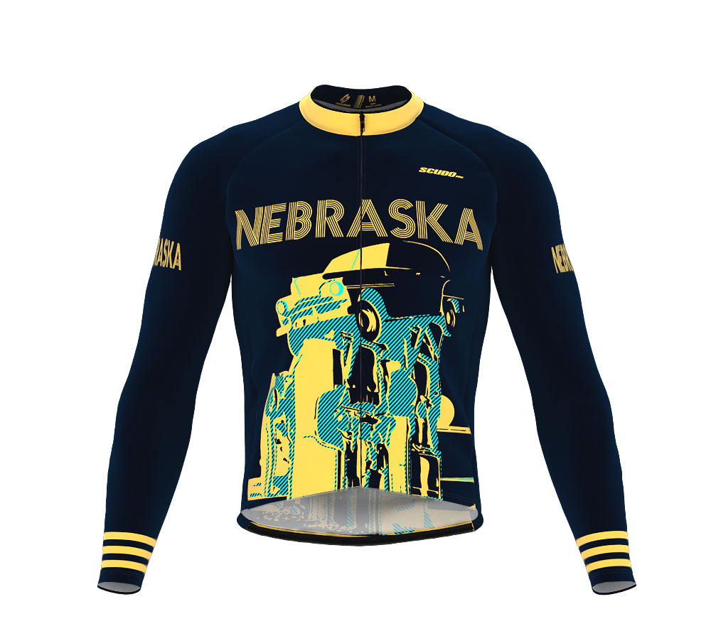 ScudoPro Pro Thermal Long Sleeve Cycling Jersey Nebraska USA state Icon landmark identity  | Men and Women