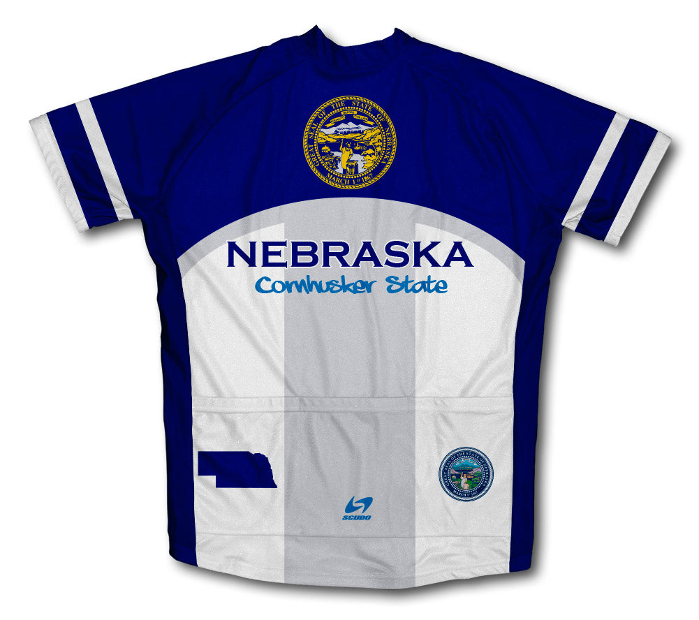 Nebraska Flag Short Sleeve Cycling Jersey for Men and Women