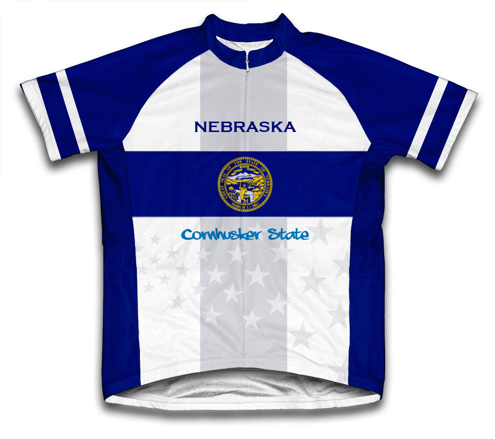 Nebraska Flag Short Sleeve Cycling Jersey for Men and Women