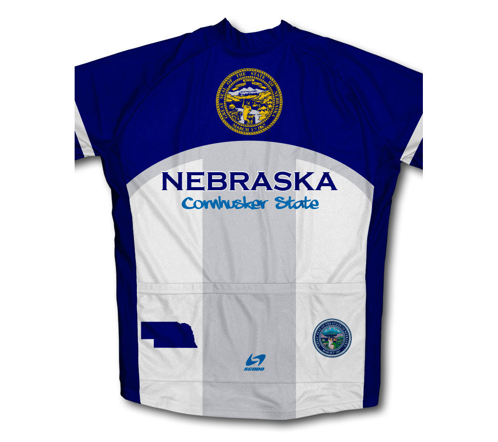 Nebraska Flag Short Sleeve Cycling Jersey for Men and Women
