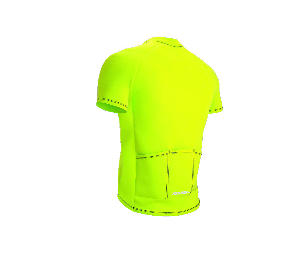Chroma Contrast |  Short Sleeve Cycling Jersey Neon Green - Black zip - Blue seam | Men and Women