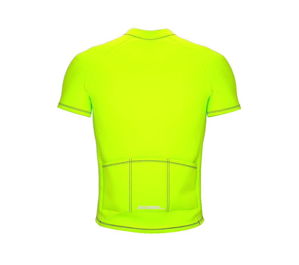 Chroma Contrast |  Short Sleeve Cycling Jersey Neon Green - Black zip - Blue seam | Men and Women