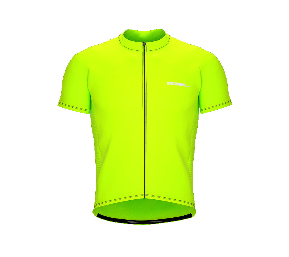 Chroma Contrast |  Short Sleeve Cycling Jersey Neon Green - Black zip - Gray seam | Men and Women