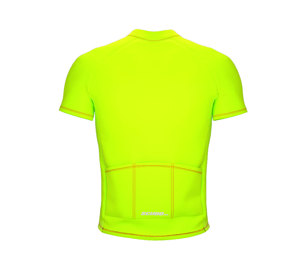 Chroma Contrast |  Short Sleeve Cycling Jersey Neon Green - Black zip - Orange seam | Men and Women