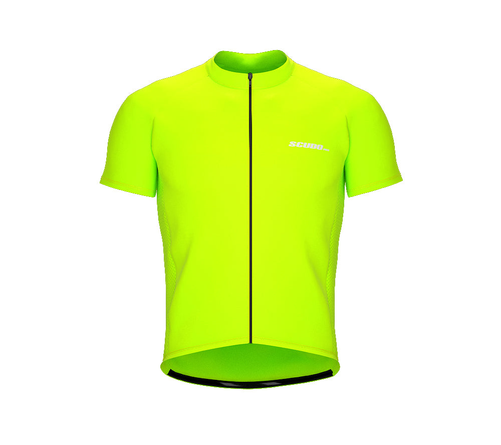 Chroma Contrast |  Short Sleeve Cycling Jersey Neon Green - Black zip - Yellow seam | Men and Women