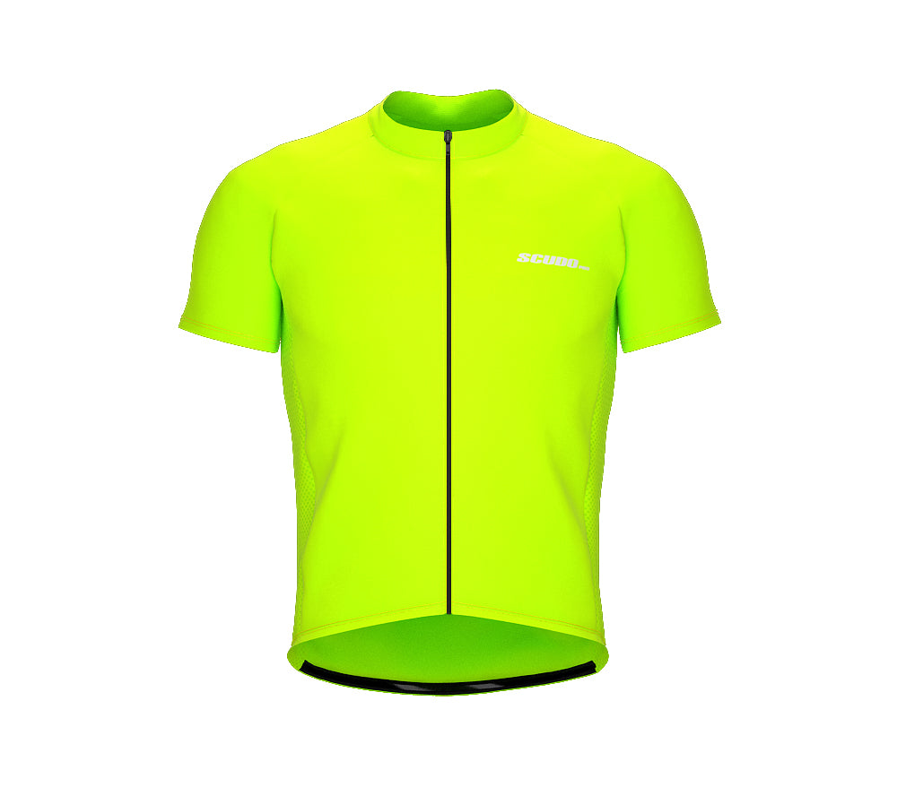 Chroma Contrast |  Short Sleeve Cycling Jersey Neon Green - Black zip - Yellow seam | Men and Women