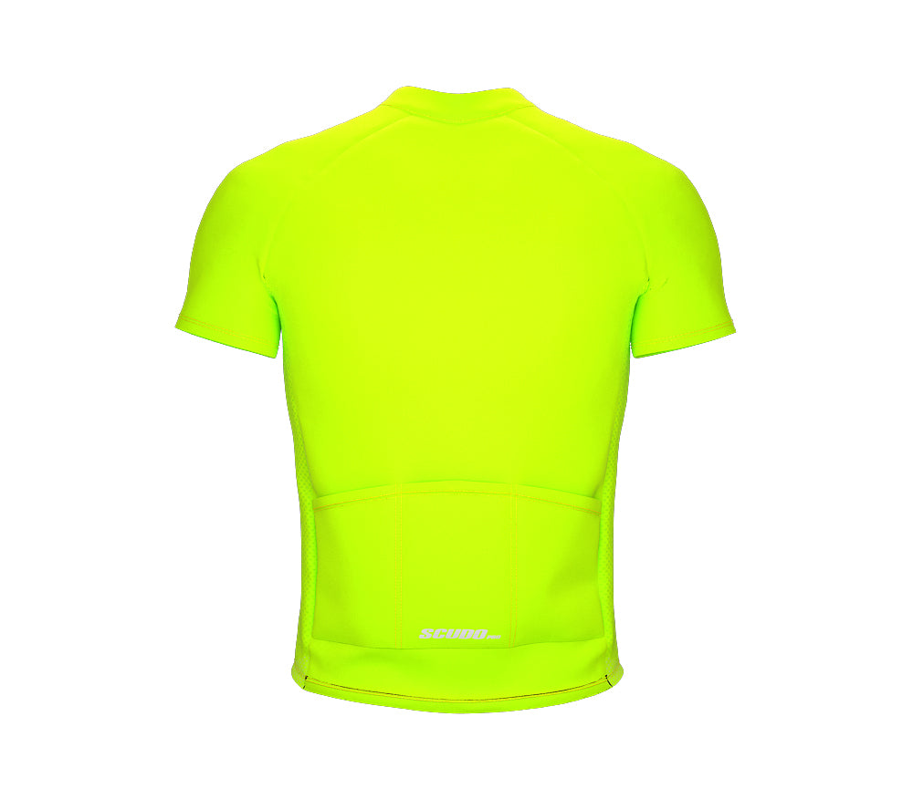 Chroma Contrast |  Short Sleeve Cycling Jersey Neon Green - Black zip - Yellow seam | Men and Women
