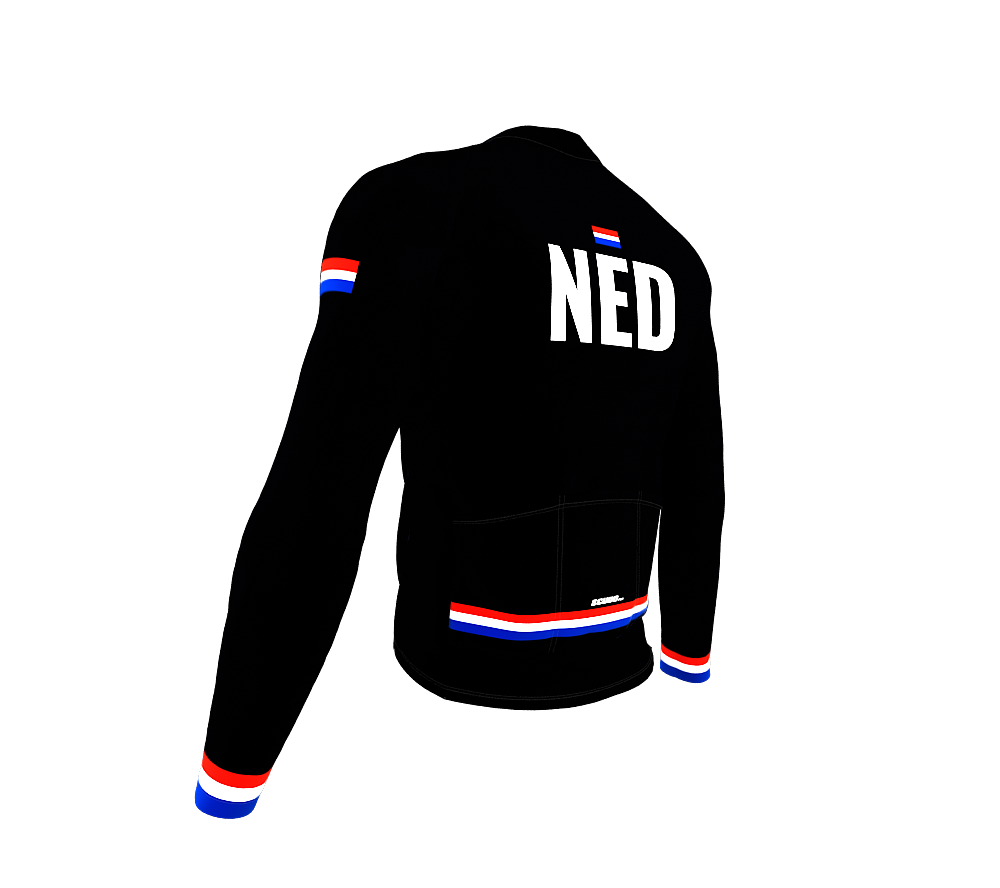 ScudoPro Pro Thermal Long Sleeve Cycling Jersey Country CODE Netherlands Black | Men and Women