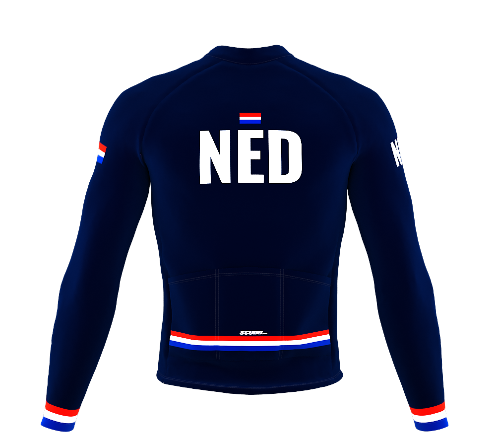 ScudoPro Pro Thermal Long Sleeve Cycling Jersey Country CODE Netherlands Blue | Men and Women