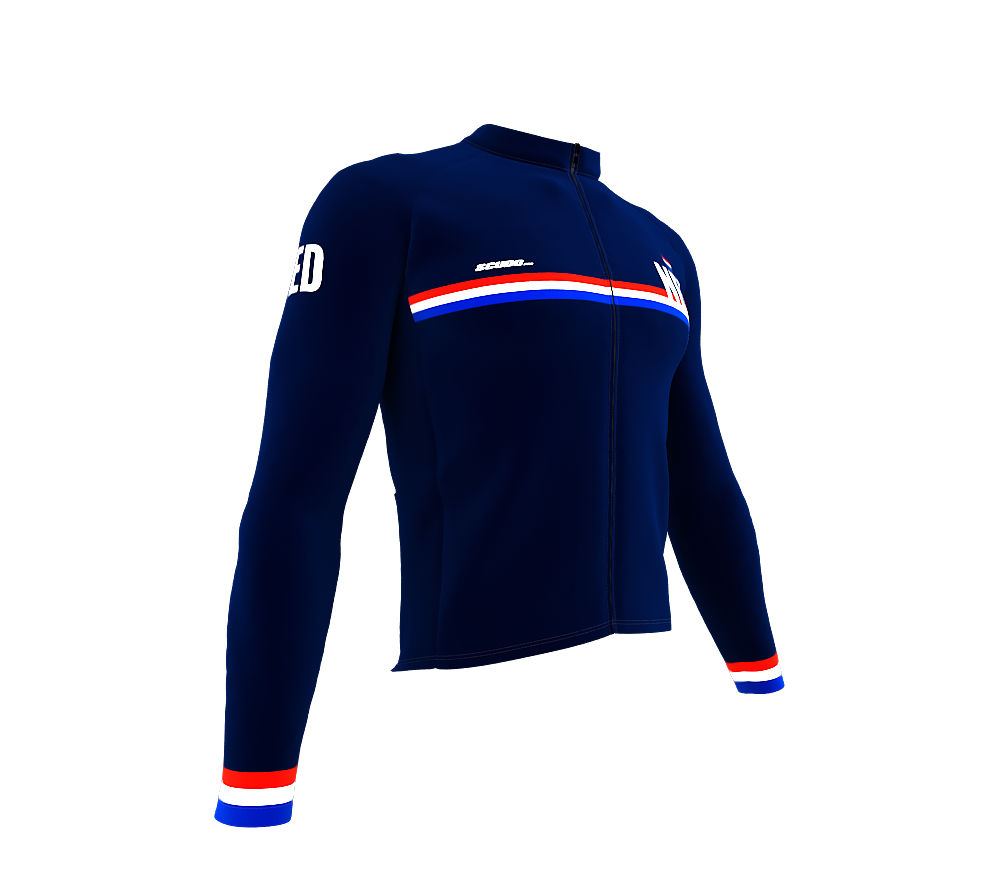 ScudoPro Pro Thermal Long Sleeve Cycling Jersey Country CODE Netherlands Blue | Men and Women