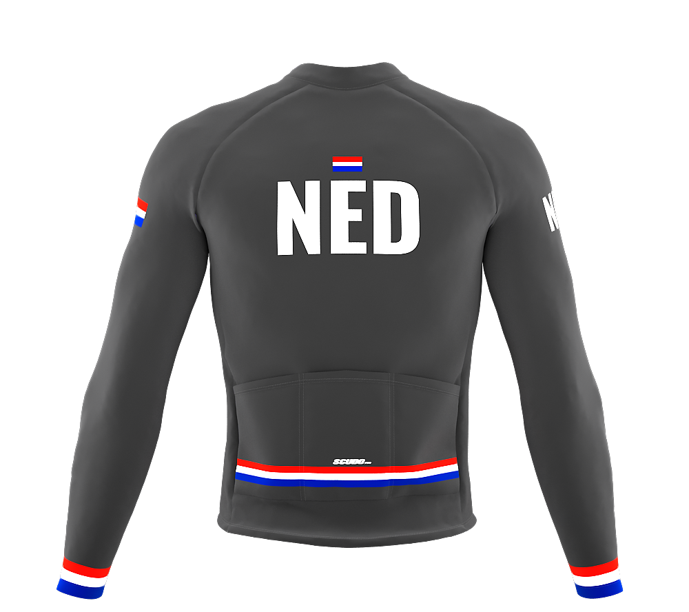 ScudoPro Pro Thermal Long Sleeve Cycling Jersey Country CODE Netherlands Gray | Men and Women