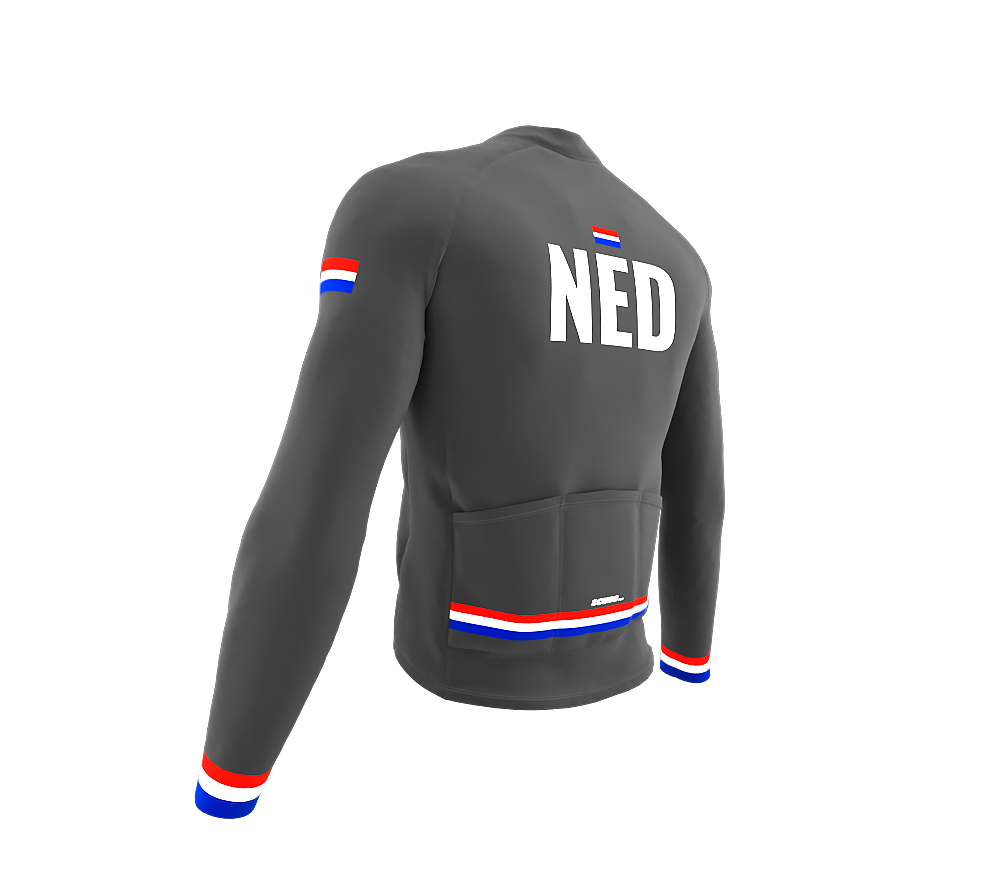 ScudoPro Pro Thermal Long Sleeve Cycling Jersey Country CODE Netherlands Gray | Men and Women